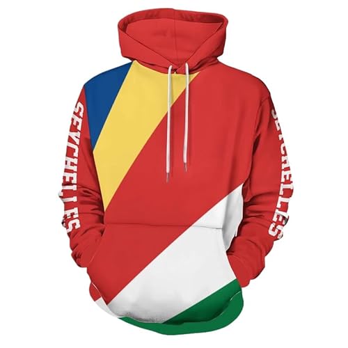 KETAFOUND Kapuzenpullover Mit Flagge Der Seychellen Für Herren Und Damen – Unisex-Kapuzenpullover In Kontrastfarben, Lässiges Pullover-Oberteil In Übergröße Mit Taschen, Seychellen, L von KETAFOUND