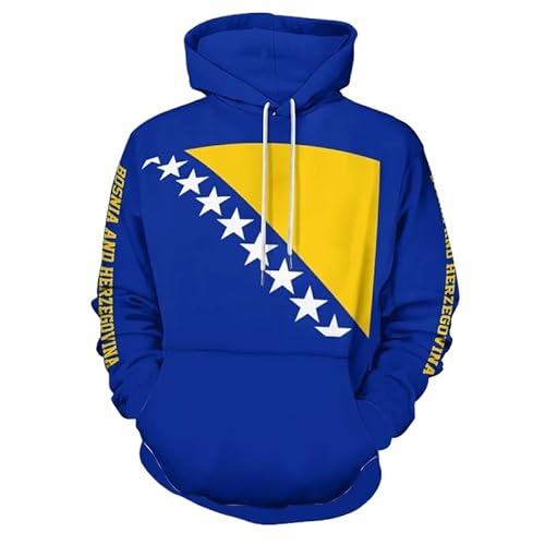 KETAFOUND Kapuzenpullover Mit Flaggenabzeichen Von Bosnien Und Herzegowina – Unisex-Sweatshirt Mit 3D-Muster, Lustiger Patriotischer Pullover Mit Kordelzug In Der Tasche, Lässiger, Über von KETAFOUND