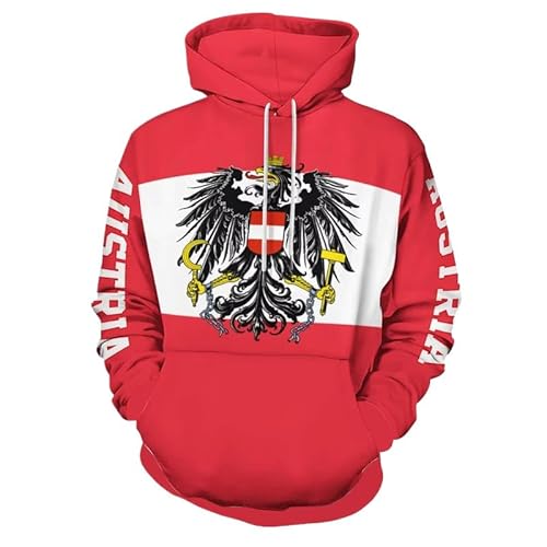 Kapuzenpullover Mit Österreich-Emblem Und Flagge Für Herren Und Damen – Unisex-Kapuzenpullover Mit 3D-Tierprint, Lässiges Pullover-Oberteil In Übergröße Mit Taschen, Öste von KETAFOUND