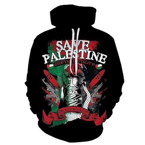 KETAFOUND Kapuzenpullover Mit Palästinensischer Flagge Für Herren Und Damen – Sweatshirt Mit Distressed-Print „Save Palestine“, Lässiger Pullover, Modisches Unisex-Sportoberteil In von KETAFOUND