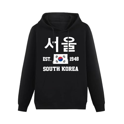 KETAFOUND Kapuzenpullover Mit Südkorea-Flagge Für Männer Und Frauen – Est.1948 Seoul Capital Hoodie Fleecepullover, Hip Hop Übergröße Sweatshirt Baumwolle Unisex Südkorea L von KETAFOUND