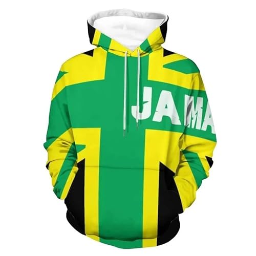 KETAFOUND Unisex-Kapuzenpullover Mit Jamaika-Flagge – Warmer, Cooler Pullover Mit Unregelmäßigem Aufdruck Und Kordelzug, Retro-Übergröße, Langärmeliges Outdoor-Sport-Oberteil, Kleid von KETAFOUND