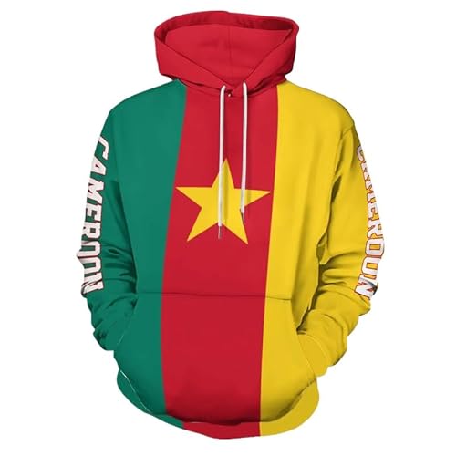 KETAFOUND Unisex-Kapuzenpullover Mit Kamerun-Flagge – Lässiger Sweatshirt-Pullover Mit Ärmeln Und Sternen-Print, Patriotischer Hip-Hop, Farblich Passende Sport-Kapuzenoberteile In Über von KETAFOUND