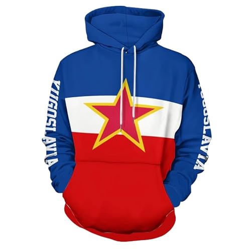 KETAFOUND Unisex-Kapuzenpullover Mit Stadtflagge Von Jugoslawien – Sweatshirt Mit 3D-Aufdruck Und Stern, Personalisierbarer Langarmpullover, Lässiges Oversize-Oberteil Aus Polyester Mit von KETAFOUND