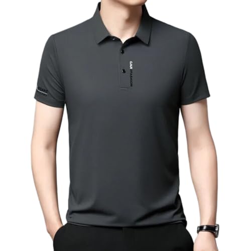 Poloshirts Für Herren – Sommer-T-Shirt Mit Lässigem Buchstaben-Print, Kurzärmliges Revers, 3 Knöpfe, Golf-T-Shirt, Formelles Business-Shirt Mit Slim Fit, Klassisches Freizei von KETAFOUND
