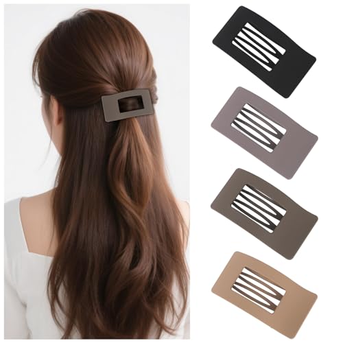 KEUKORZ 4 Stück Entenschnabel Haarklammern für Damen, Französisches Haarspangen Damen, Flach Sicherer Halt Innenzähne Haar Krallen,Starker Halt Seitliche Haarklammern (4 Farben) von KEUKORZ