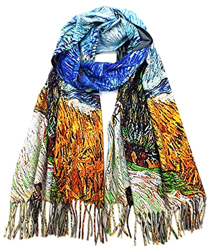 KEVACCY Weicher Kaschmirschal für Damen, Winter, warm, großer Schal, Kunstdruck, Van Gogh Klimt Monet inspiriert, 2 Arten von Farben, K21, Large von KEVACCY