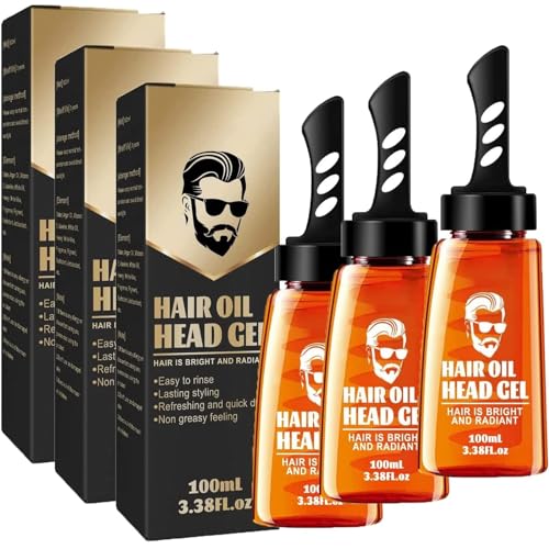 2 in 1 Haarwachs-Gel mit Kamm, Langanhaltendes Haarstyling-Gel für Männer, leichtes Haarstyling-Gel, pflegendes Haargel, Feuchtigkeitsspender für Haarspitzen, leicht zu waschen (3pcs) von KEVGNRO