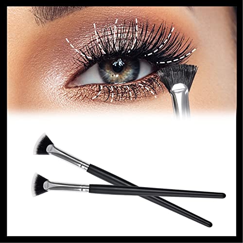 Dolly Mascara Fächerpinsel für Wimpern – abgewinkelter Fächerförmiger Wimpernpinsel, Augenbrauenpinsel, Lidschattenpinsel, Make-up-Pinsel für Wimpern (2 Stück) von KEVGNRO