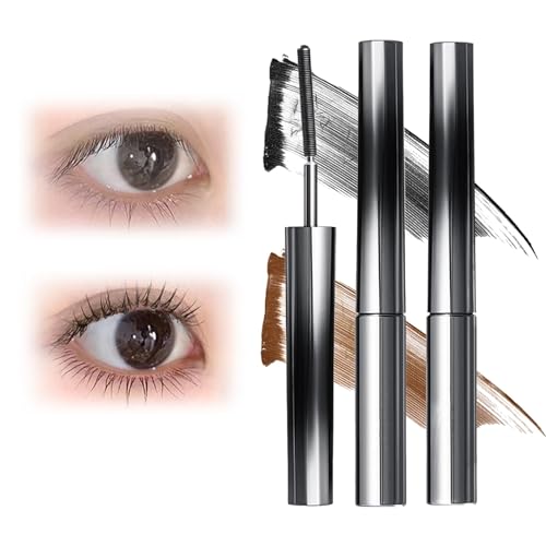 Just Doll Curling Iron Mascara, Just Doll Mascara, 3D Curling Eyelash Iron Mascara, Koreanische Mascara mit Metallstab, Mascara mit Metallstab, WaterProof, Non-clumping (Schwarz+Braun) von KEVGNRO