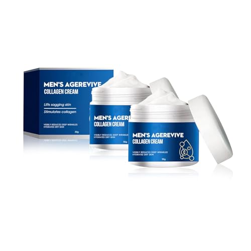 Men's Age Revive Collagen Cream, Collagen Men's Anti-Aging Wrinkle Cream, Men Face Skin Miusturizer mit Hyaluronsäure und Niacinamid (2pcs) von KEVGNRO
