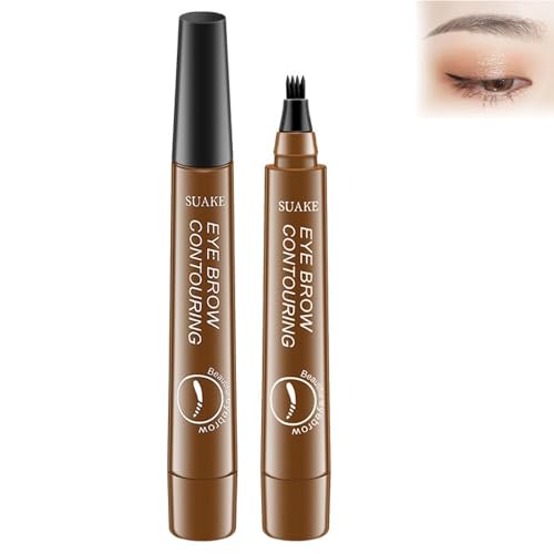 SUAKE Eyebrow Contouring Pen, SUAKE Augenbrauenstift mit Gabelspitze, wasserfest, wischfest, langlebig, 4-Spitzen-Microblade-Brauenstift, leicht zu formen natürliche Augenbrauen (1#) von KEVGNRO