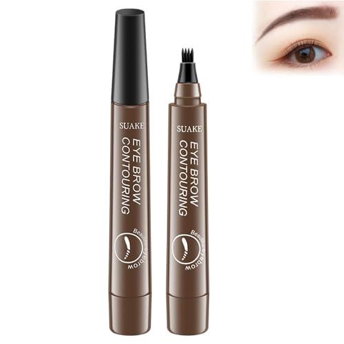 SUAKE Eyebrow Contouring Pen, SUAKE Augenbrauenstift mit Gabelspitze, wasserfest, wischfest, langlebig, 4-Spitzen-Microblade-Brauenstift, leicht zu formen natürliche Augenbrauen (2#) von KEVGNRO