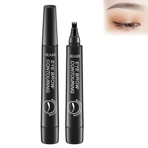 SUAKE Eyebrow Contouring Pen, SUAKE Augenbrauenstift mit Gabelspitze, wasserfest, wischfest, langlebig, 4-Spitzen-Microblade-Brauenstift, leicht zu formen natürliche Augenbrauen (5#) von KEVGNRO