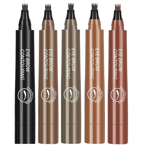 SUAKE Eyebrow Contouring Pen, SUAKE Augenbrauenstift mit Gabelspitze, wasserfest, wischfest, langlebig, 4-Spitzen-Microblade-Brauenstift, leicht zu formen natürliche Augenbrauen (5pcs) von KEVGNRO