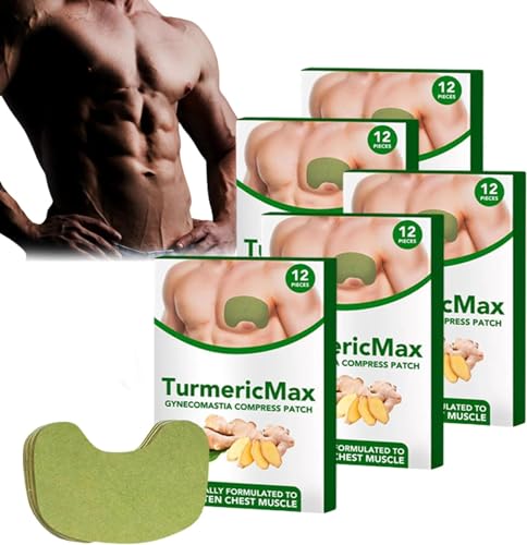 TurmericMax Gynäkomastie Kompresse Patch, Luhaka Cellulite Schmelzpflaster, Cellulite Schmelzpflaster männliche Brustpflege Gynäkomastie Kompresse Patch (5 Stück) von KEVGNRO