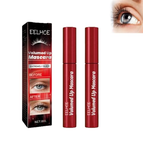 Volumed Up Mascara,4d Long Curling Hold Makeup Mascara,Rich Black Mascara Keep Your Lashes Thick And Long, wasserfest, schweißfest trocknend, nicht klebrig (2Pcs) von KEVGNRO