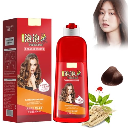 Zhihuashi Blasenfärbeshampoo, Zhihuashi Pflanzenblasen-Haarfärbeshampoo für graues Haar,natürlicher Kräuterextrakt für Frauen Männer Farbfärbeshampoo (Kaffee) von KEVGNRO