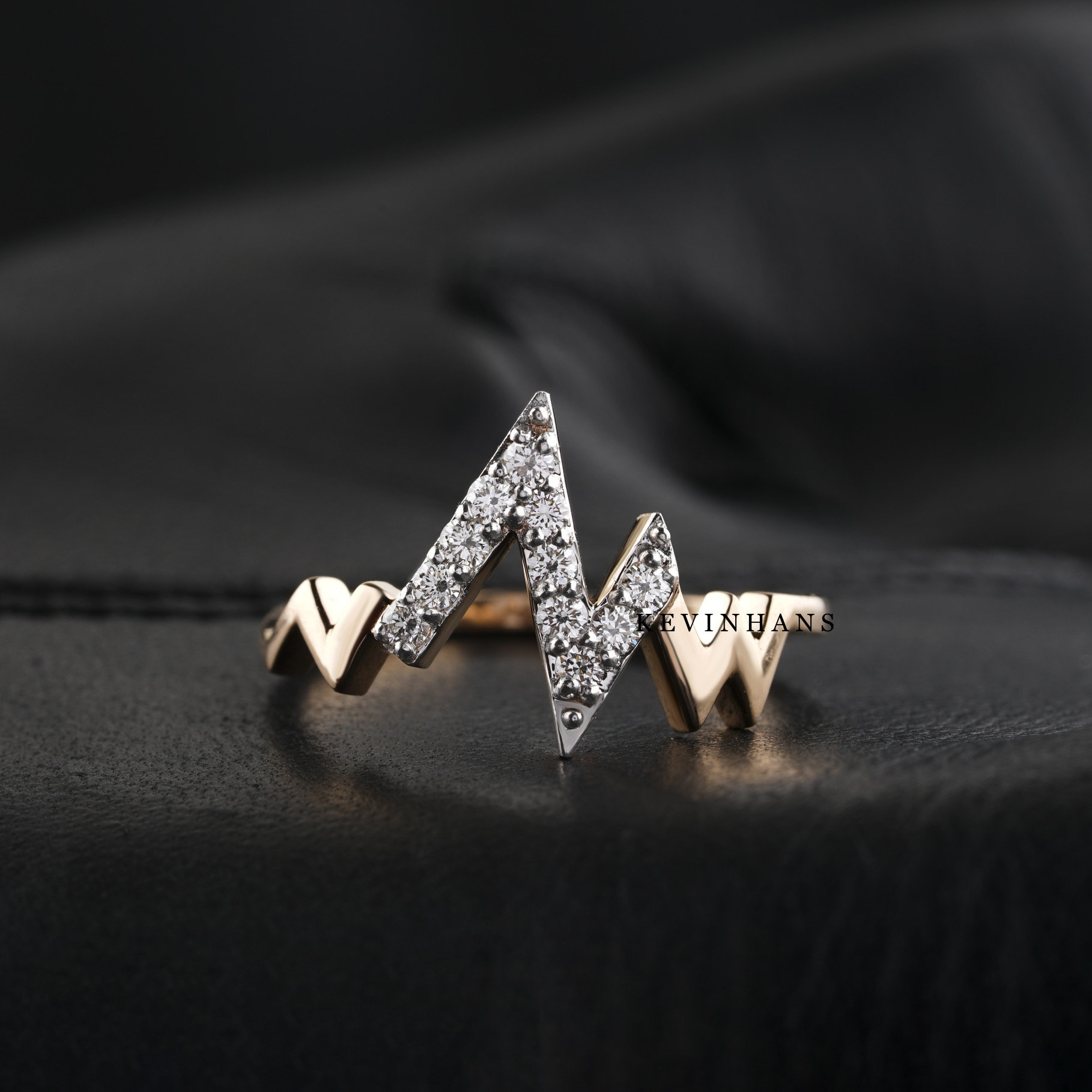 Zig Zag Ring, Diamant 14K Rose Gold Ehering, Wellenring, Stapelring, Goldring Für Frauen, Diamantring, Geschenk Sie von KEVINHANSstore