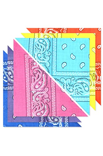 KEVOLLA PAISLEY BANDANA Damen und Herren Halstuch Kopftuch Dreickstuch Mundschutz Tuch 100% Baumwolle Set 6 Stück Nickitücher (6 Stück (Bunt)) von KEVOLLA