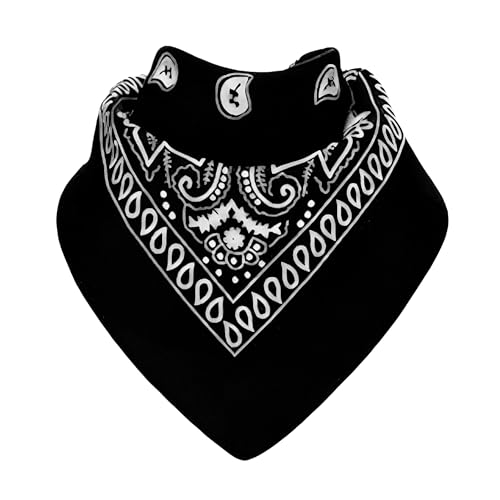 KEVOLLA Bandana Herren und Damen - 100% Baumwolle Bandanas als Nickituch, Bandana Kopftuch, Bandana Tuch (1stk Schwarz) von KEVOLLA