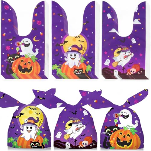 1 Packung mit ca. 50 Stück cellophantüten, 14 x 23 cm zellophantüten, mit Geister- und Kürbismotiven, geeignet für Halloween, Geschenktüten für Schokoladenkeks-Partys. 1 Packung mit ca. 50 Stück cellophantüten, 14 x 23 cm zellophantüten, mit Geister- und Kürbismotiven, geeignet für Halloween, Geschenktüten für Schokoladenkeks-Partys. von KEWUF