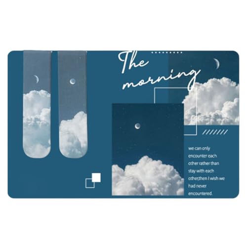 2pcs Magnetische Lesezeichen, Lesezeichen, Lesezeichen Magnetisch, Lesezeichen für Buchliebhaber, Markierung der Position von Buchseiten, Gemütliche Lesung, Heilung, Wolkenmeer, Sonne und Mond, Blau. von KEWUF