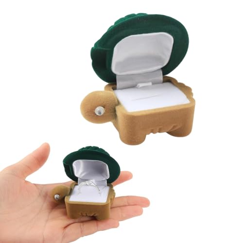 KEWUF 1 pcs Ringbox Ringschatulle Verlobung Ringschachtel Ring Verlobungsring Box Ringbox Hochzeit Samt Ringkästchen Schmuck Etui, ringschatulle - Schildkröte von KEWUF
