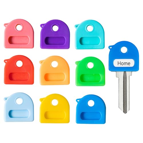 KEWUF 18-teiliges Set Schlüsselkappen mit Etiketten, einfache Identifizierung, Schlüsselkappen eckig, lustige und funktionale schlüsselmarkierung machen Ihre Schlüssel hervorstechen von KEWUF