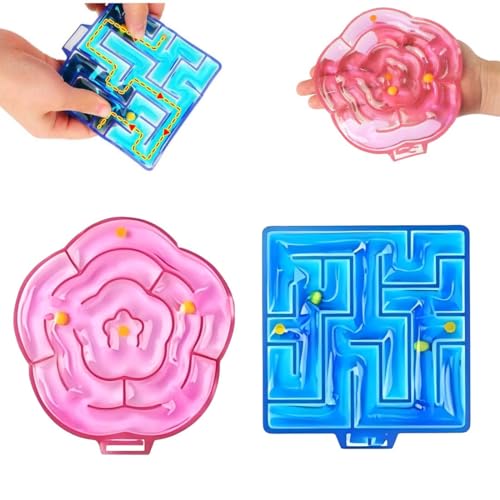 KEWUF 2 Stück Labyrinth Spiel Sensorik Spielzeug, GelgefüLlte Anti Stress Autismus Spielzeug für Kinder Jugendliche, Fidget Squishy Toy Anxiety ADHD Toys, Beruhigend Bei Stress Angst von KEWUF
