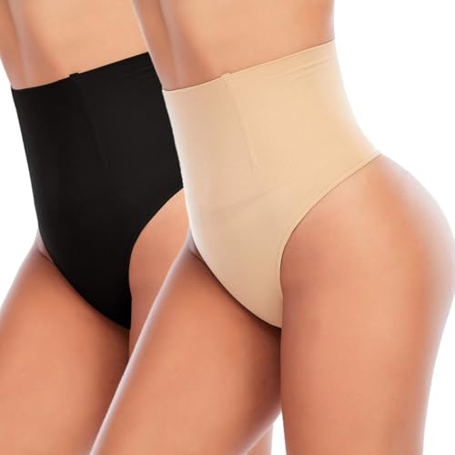 KEWUF 2 pcs Bauchweg Unterhose Damen Hohe Taille Shapewear Nahtlose Miederhose figurformende unterwäsche, mit Bein Figurenformend Miederpant Baumwolle Unterwäsche Hose unter Kleid Kurze Shorts - L von KEWUF