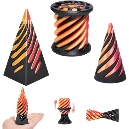 KEWUF 3 Pcs Impossible Cone Pyramid Spirale Spielzeug, 3D Spiral Cone Fidget Toy, Anxiety Relief Spiral Cone Toy Impossible Pyramid, Funny Passthrough Pyramid Sculpture, für Kinder und Erwachsene von KEWUF