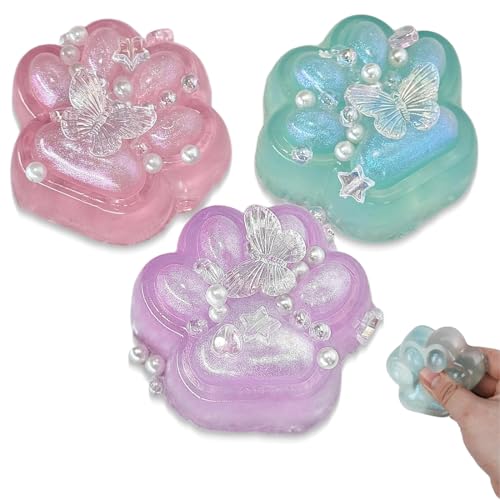 KEWUF 3 Stück Taba Squishy Cat, Squeeze Spielzeug, Fufu Squishy für Stressabbau, Squishy Toy Squishy Cat Paw, SSüße Weiche Katzenpfoten, Katzenpfoten Squishy für Kinder Erwachsene von KEWUF