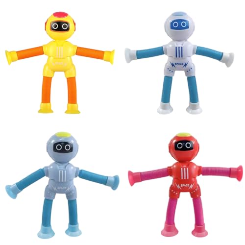 KEWUF 4 Pcs Teleskop Saugnapf Astronaut Spielzeug Roboter Pop Röhren Sensorik Spielzeug Spielzeug beschäftigung kinder, Pop Tubes Lustiges Pädagogisches Stressabbau-Spielzeug von KEWUF