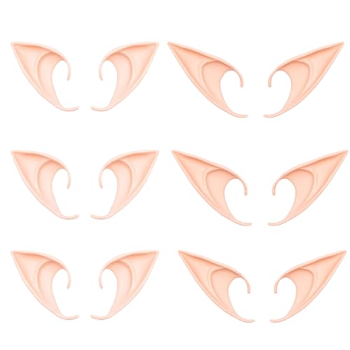KEWUF 6 Paar Elfenohren in 3 Größen Elfenohren, Fairy Pixie Elf Ohren für Kinder und Erwachsene, elfenohren Party Elfen Ohren Cosplay Zubehör for Halloween Karneval Partydekorationen von KEWUF