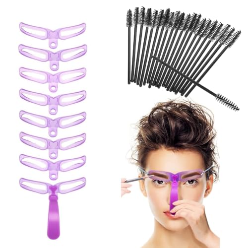 KEWUF 8 Pcs Augenbrauen Schablone Eyebrow Grooming 50 Stück Augenbrauen Schablonen augenbrauen schablone augenbrauenschablonen damen für Anfänger Wiederverwendbar für Frauen Mädchen Makeup Werkzeug von KEWUF