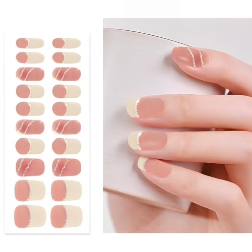 KEWUF Gel Nail Nagelfolien Selbstklebend Nail Sticker, UV Gel Strips, Nagelsticker UV Härtend, UV Härtend Dekoration Nageldesign Zubehör, Französische Maniküre von KEWUF