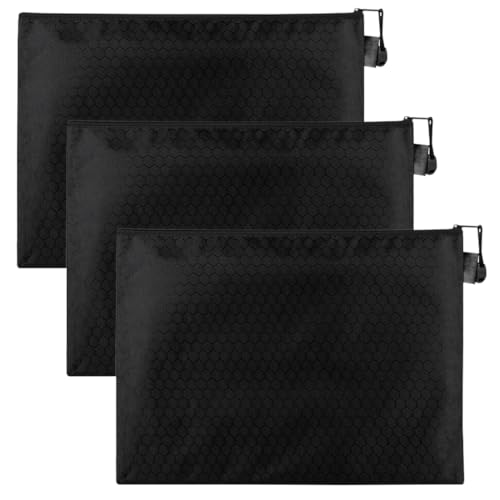 KEWUF Geldtasche, Geldtaschen banktasche, Banktasche, 3 Stück Geldtaschen Banktasche, 24 x 21 cm Geldmappe B5, wasserdichte Bankmappe mit Reißverschluss, Dokumententasche Schwarz KEWUF Geldtasche, Geldtaschen banktasche, Banktasche, 3 Stück Geldtaschen Banktasche, 24 x 21 cm Geldmappe B5, wasserdichte Bankmappe mit Reißverschluss, Dokumententasche Schwarz von KEWUF