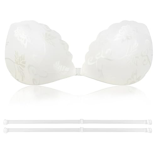KEWUF Klebe BH Push up Ohne Träger Unsichtbarer Trägerloser BH zum Kleben Sticky Bra Rückenfreier Klebe-BHs Trägerlos Klebebh Klebepads Brust Brüste für Rückenfreies Kleid und Brautkleid - Cup A von KEWUF