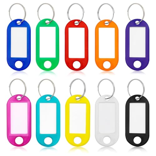 KEWUF Schlüsselanhänger Beschriftbar, Schlüsselbeschriftungen, Kunststoff Schlüsselanhänger mit Schlaufen, Schlüsselanhänger Klein, für Zuhause, Büros, Pet, ID, Gepäckanhänger (50 Stück, 10 Farben) KEWUF Schlüsselanhänger Beschriftbar, Schlüsselbeschriftungen, Kunststoff Schlüsselanhänger mit Schlaufen, Schlüsselanhänger Klein, für Zuhause, Büros, Pet, ID, Gepäckanhänger (50 Stück, 10 Farben) von KEWUF