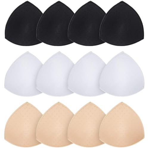 KEWUF Wasserdichte Badeanzug BH Einsätze Pads 6 Paar, bh träger clip, bikini einlagen push up, push up pads, BH Einsätze Push-up für Frauen Genäht gepolstert für Bikini Sport BH Suitable - L von KEWUF