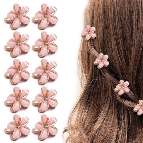 Rosa Kleine Blumen Haarschmuck, Glitzer Haarspangen, Süße Blumen Haarklammer Klein, Kleine Haarspangen, für Foto, Alltag, Party, Kommunion, Hochzeit, für Damen, Mädchen, (10 Stück, Rosa) von KEWUF