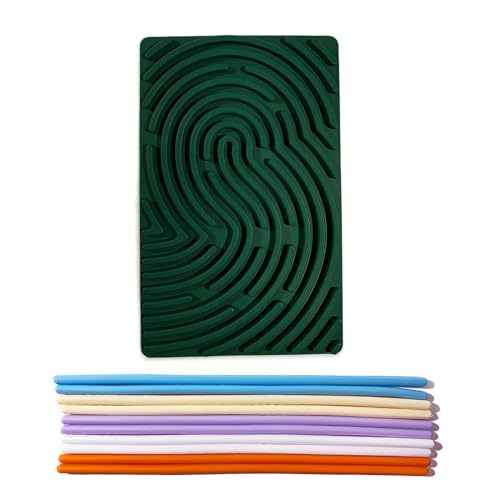 Sensorik Spielzeug Activity Board, Silicone Sensorik Activity Board, Doppelseitiges Sensorisches Spielzeug, Aktivitätsbrett mit 10 Silikonstäbchen, für Kinder zur ADHD Angstzuständen Autismus (Grün) von KEWUF