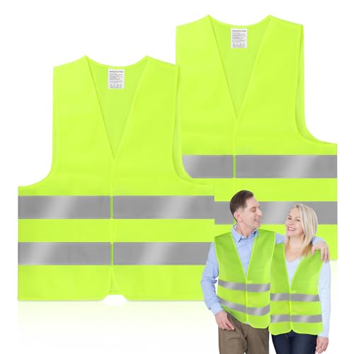 KEWUZY Warnwesten Auto, 2 Stück, Sicherheitsweste, Gelb, Reflektorweste Auto, Damen Herren Erwachsene, Unfallweste, für Autofahrer, Arbeiter, Outdoor-Enthusiasten KEWUZY Warnwesten Auto, 2 Stück, Sicherheitsweste, Gelb, Reflektorweste Auto, Damen Herren Erwachsene, Unfallweste, für Autofahrer, Arbeiter, Outdoor-Enthusiasten von KEWUZY