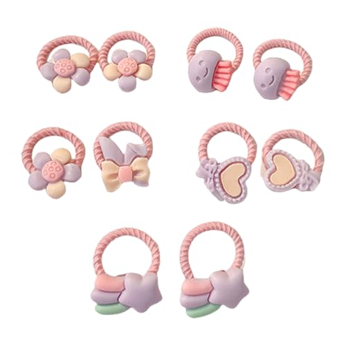 KEXIAO 10-teiliges elastisches Haargummi-Set mit Cartoon-Motiv für kleine Mädchen und Kleinkinder, mit bunten Blumen- oder Obst-Designs von KEXIAO