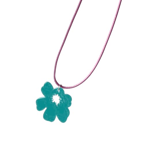 KEXIAO Bunte Acryl-Blumen-Anhänger, Halskette, Vintage-Stil, verstellbare Länge, Schlüsselbeinkette, Schmuck für Damen KEXIAO Bunte Acryl-Blumen-Anhänger, Halskette, Vintage-Stil, verstellbare Länge, Schlüsselbeinkette, Schmuck für Damen von KEXIAO