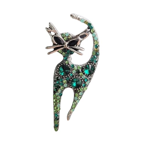 KEXIAO Funkelnde Strass-Brosche mit Katzenmotiv, modische Anstecknadel, Unisex, Tier-Brustnadel, handgefertigter Schmuck für Damen und Herren von KEXIAO