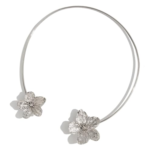 KEXIAO Sea Inspired Metal Flower/Seestishes Open Collar Necklace Adjustable Neckchain Handmade Clavicle Chain Accessories von KEXIAO