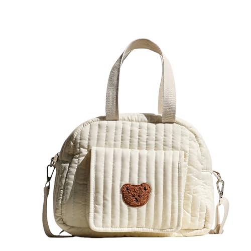 KEXIAO Tragbare kleine Wickeltasche mit lustigem Bären-Design und mehreren Fächern, reisefreundlich für einfache Organisation von KEXIAO