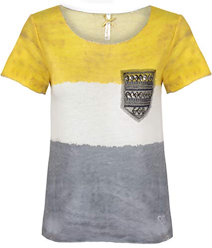 KEY LARGO Damen T-Shirt WT Karma-Round WT00220,mit Color-Block-Streifen (M, Yellow) von KEY LARGO